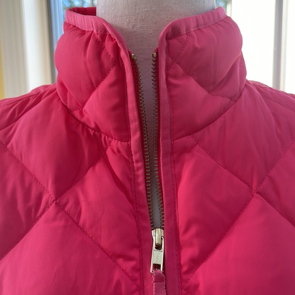 J Crew EUC Pink quilted Down Vest XS Double Zip Stand-up Collar - Picture 9 of 14